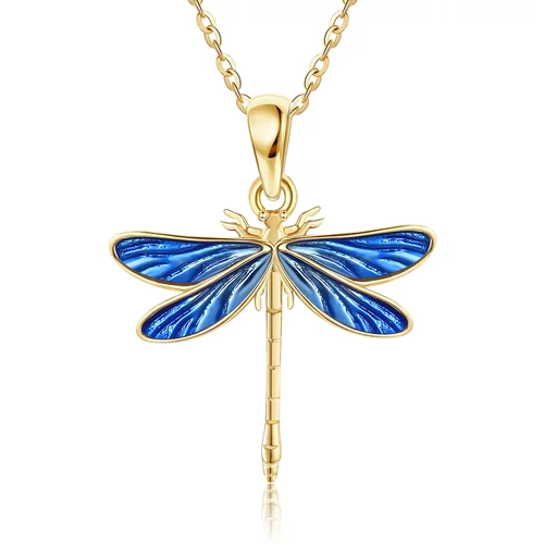 14K Gold Dragonfly Pendant Necklace