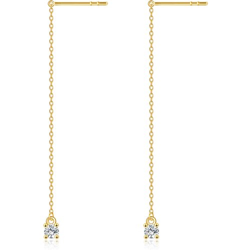 14K Gold Cubic Zirconia Drop Earrings
