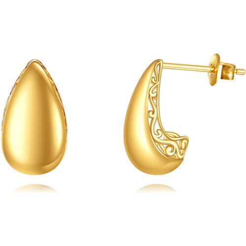 14K Gold Drop Shape Stud Earrings