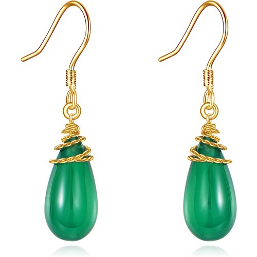 14K Gold Emerald Drop Earrings