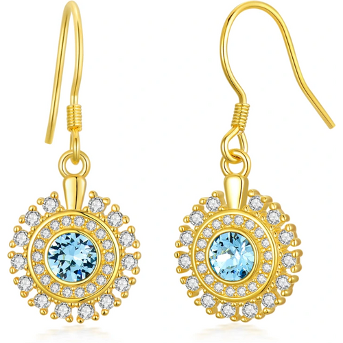 Sterling Silver with Yellow Gold Plated Cubic Zirconia Evil Eye Drop Earrings