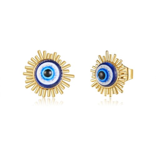 14K Gold Evil Eye Stud Earrings for Women