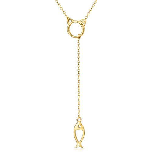 14K Gold Fish Non-adjustable Y-Necklace