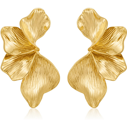 Sterling Silver with Yellow Gold Plated Flowers Stud Earrings