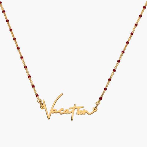 Sterling Silver with Gold Plated Garnet Personalized Engraving Pendant Necklace