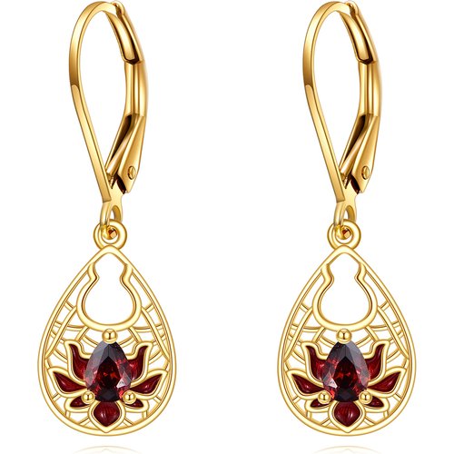 14K Gold Garnet Snowdrop Drop Earrings