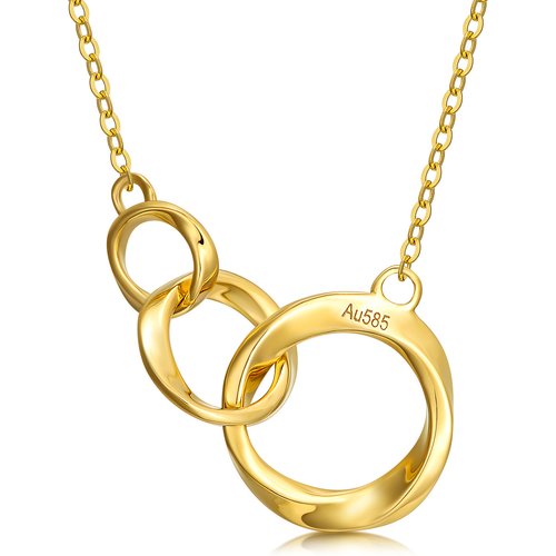 14K Gold Generation Ring Circle Pendant Necklace