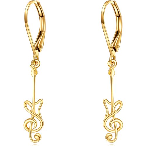 14K Gold Guitar Lever-back Earrings