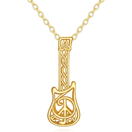 14K Gold Guitar Necklace for Women