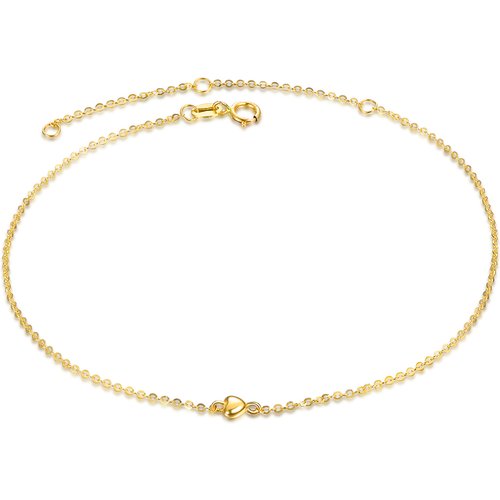 14K Gold Heart Chain Bracelet