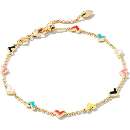 Sterling Silver with Yellow Gold Plated Heart Charm Bracelet