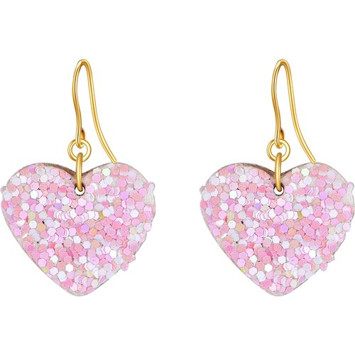 14K Gold Heart Drop Earrings