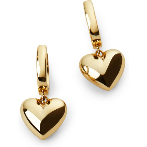 Sterling Silver with Yellow Gold Plated Heart Drop Earrings