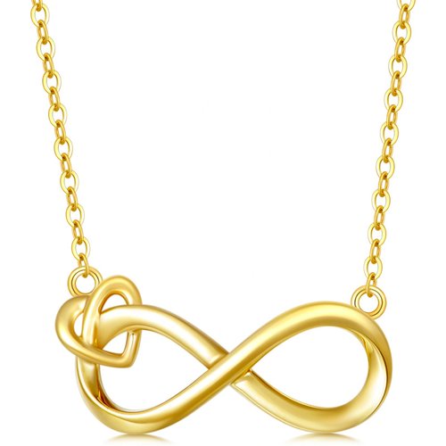 14K Gold Heart & Infinity Symbol Pendant Necklace