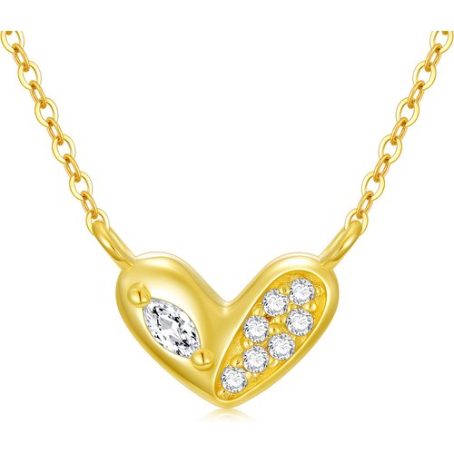 14K Gold Moissanite Heart Pendant Necklace
