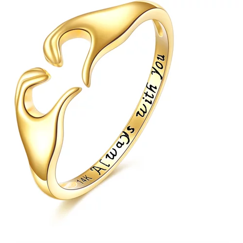 14K Gold Heart Open Ring