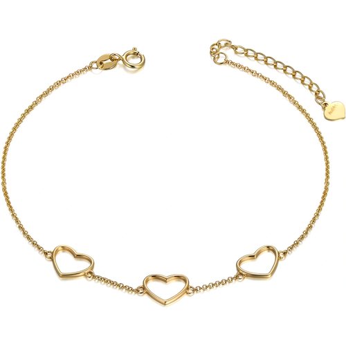 14K Gold Heart With Heart Charm Bracelet