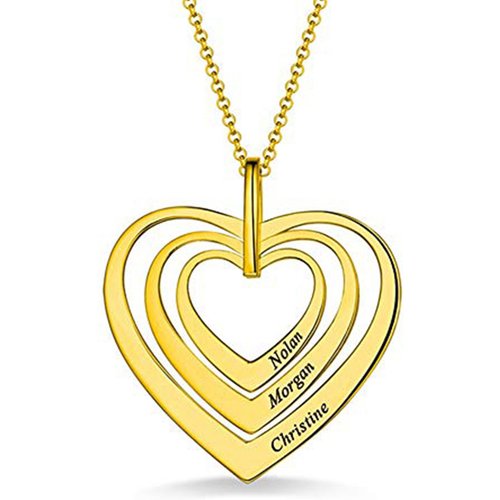 14K Gold Personalized Name Heart Necklace for Women