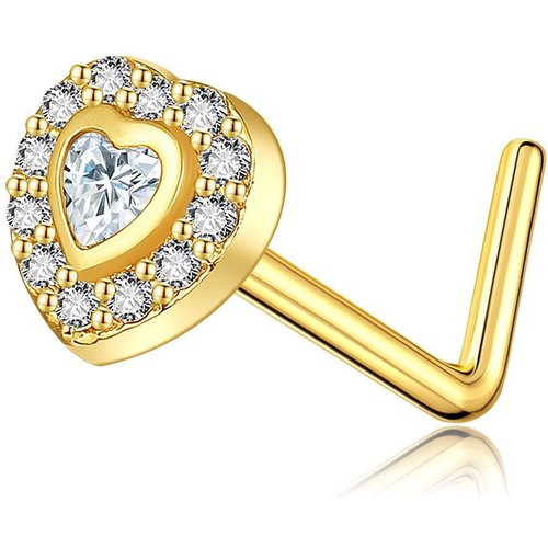 14K Gold Heart Personalized Birthstone Nose Ring