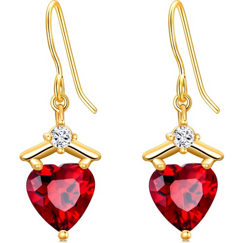 14K Gold Heart Cubic Zirconia Drop Earrings For Women Best Friends