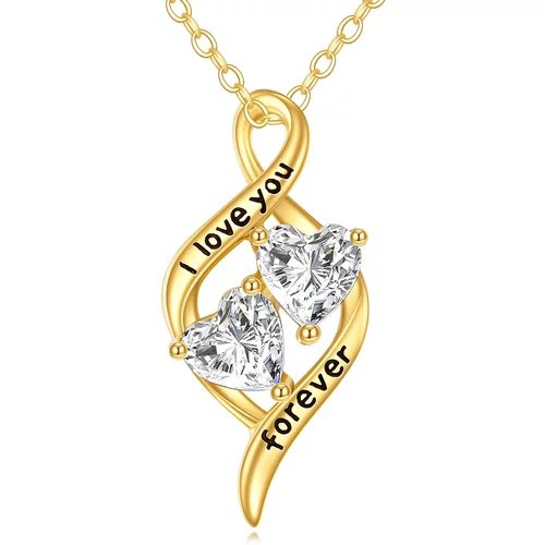 14K Gold Personalized Birthstone Heart & Infinity Symbol Necklace for Women