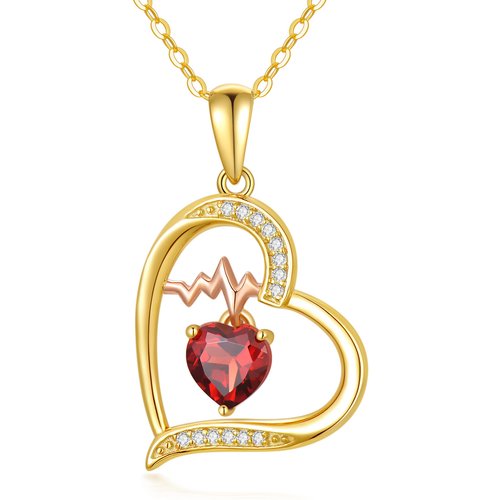 14K Gold Heart Moissanite Electrocardiogram Pendant Necklace For Women Best Friends