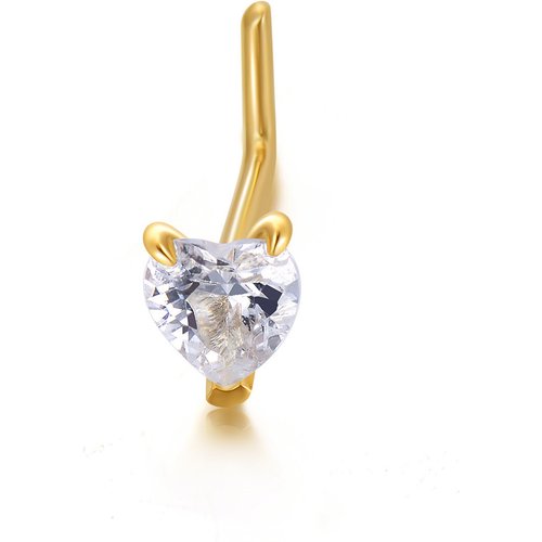 14K Gold Heart Shaped Cubic Zirconia Nose Ring