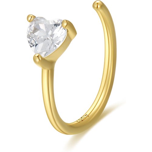 14K Gold Heart Shaped Opal Nose Ring