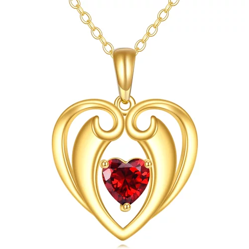 14K Gold Heart Cubic Zirconia Pendant Necklace For Women