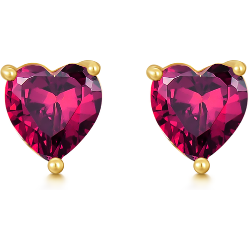 14K Gold Heart Cubic Zirconia Heart Stud Earrings For Women