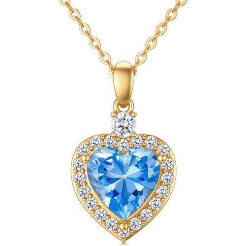 14K Gold Heart Topaz Pendant Necklace For Women