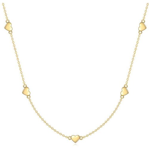 14K Gold Heart Stackable Choker Necklace