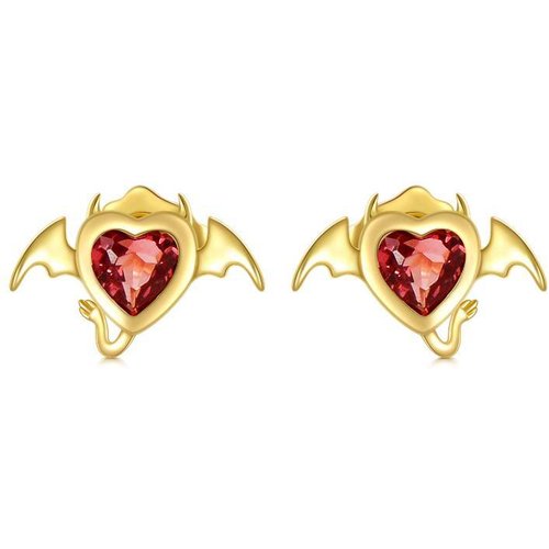 14K Gold Cubic Zirconia Heart Stud Earrings