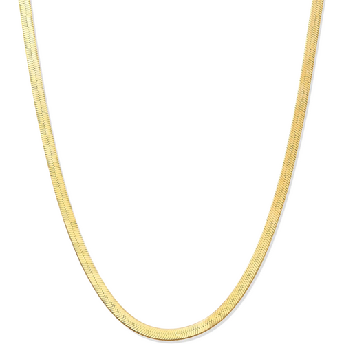 Sterling Silver with Yellow Gold Plated Herringbone Chain Necklace 3mm