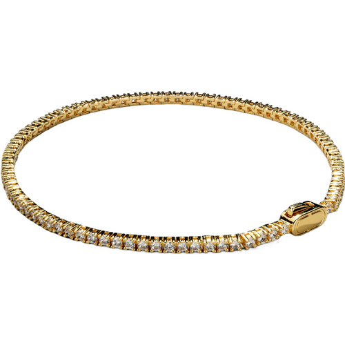 Sterling Silver with Yellow Gold Plated Iced Tennis Chain Bracelet 2mm