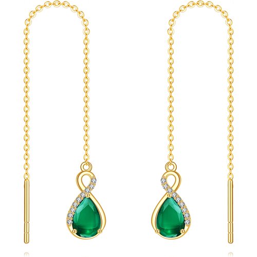 14K Gold Cubic Zirconia Infinity Symbol Drop Earrings