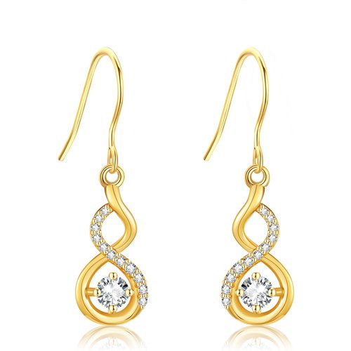 14K Gold Moissanite Infinity Symbol Drop Earrings