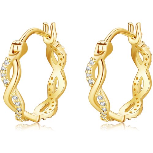 14K Gold Cubic Zirconia Infinity Symbol Hoop Earrings