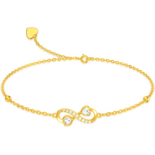 14K Gold Cubic Zirconia Infinity Symbol Charm Bracelet