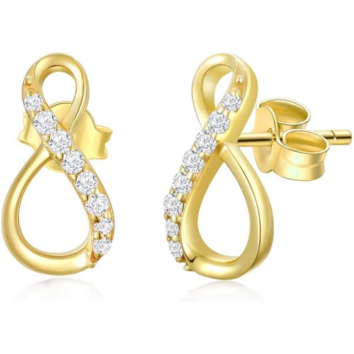 14K Gold Cubic Zirconia Infinity Symbol Stud Earrings