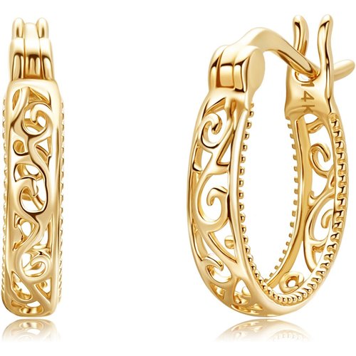 14K Gold Ivy Hoop Earrings