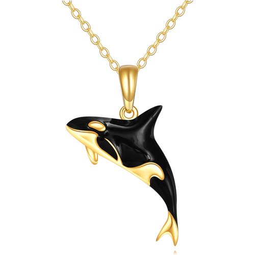 14K Gold Killer Whale Pendant Necklace