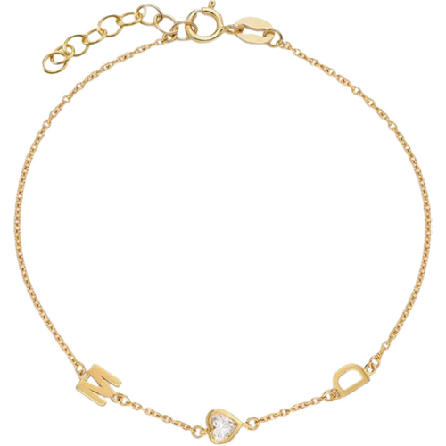 14K Gold Lab Created Diamond Personalized Initial Letter Charm Bracelet