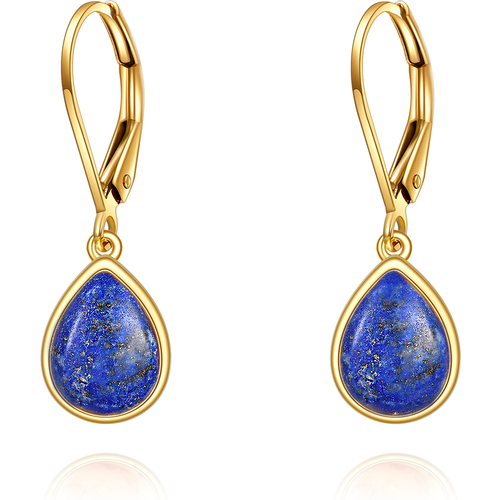 14K Gold Lapis Lazuli Drop Shape Drop Earrings