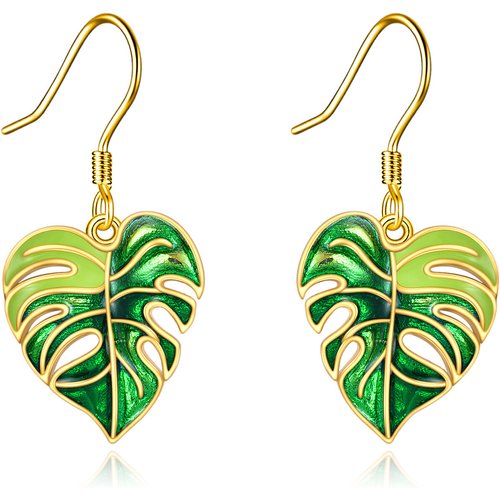 14K Gold Leaves Drop Earrings