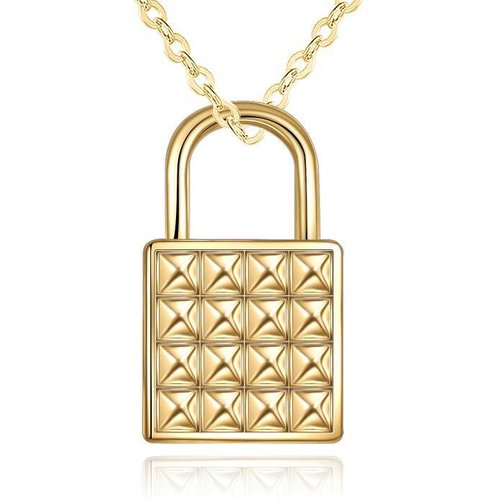 14K Gold Lock Pendant Necklace