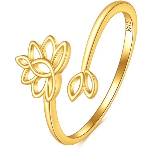 14K Gold Lotus Open Ring