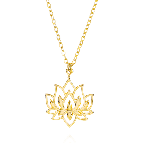 14K Gold Lotus Pendant Necklace