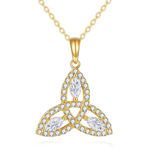 14K Gold Marquise Moissanite Celtic Knot Pendant Necklace