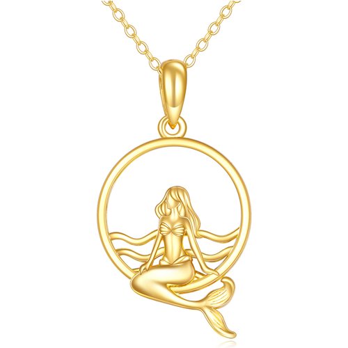 14K Gold Mermaid Pendant Necklace